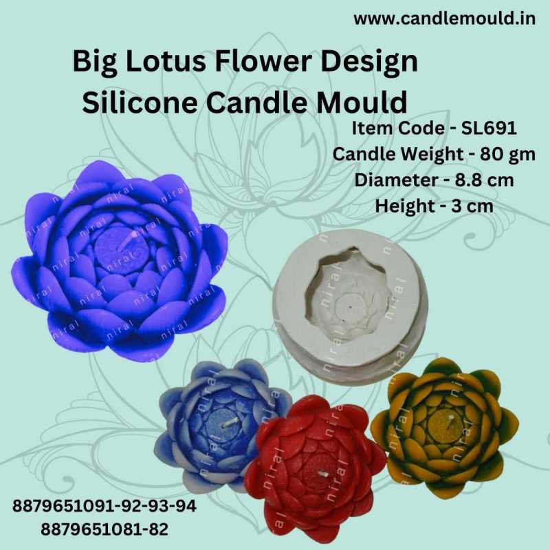 Big Lotus Flower Design Silicone Candle Mould SL691, Niral Industries