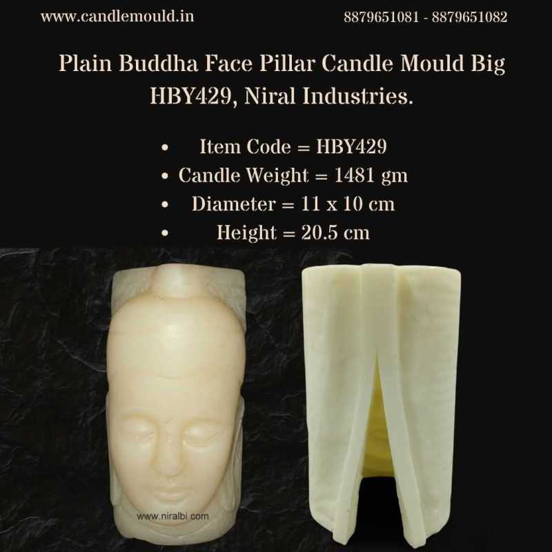 Plain Buddha Face Pillar Candle Mould Big HBY429, Niral Industries.