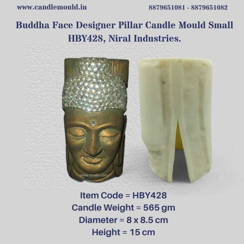 Buddha Face Designer Pillar Candle Mould Small HBY428, Niral Industries.