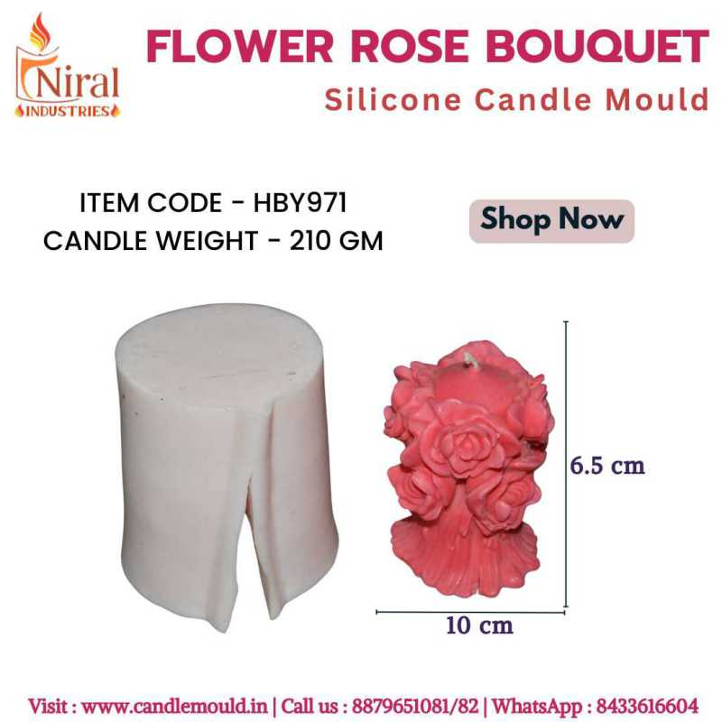 Flower Rose Bouquet Silicon Candle Mould HBY971, Niral Industries.