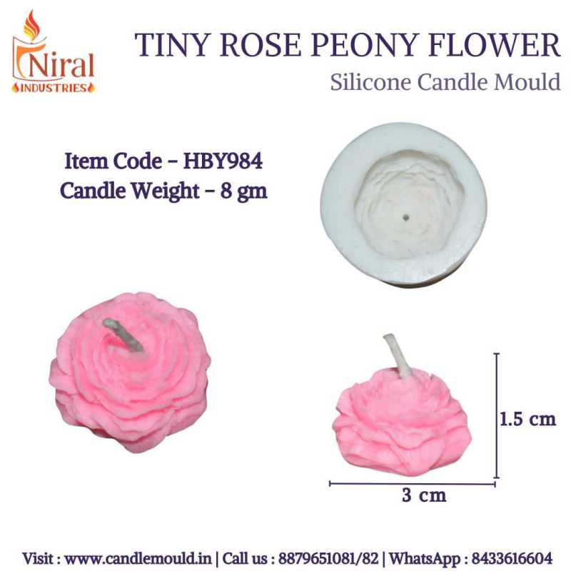 Tiny Rose Peony Flower Candle Mould, HBY984