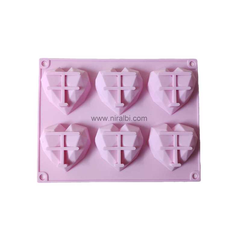 3D - 6 Cavity Heart Soap Mould, SP32360