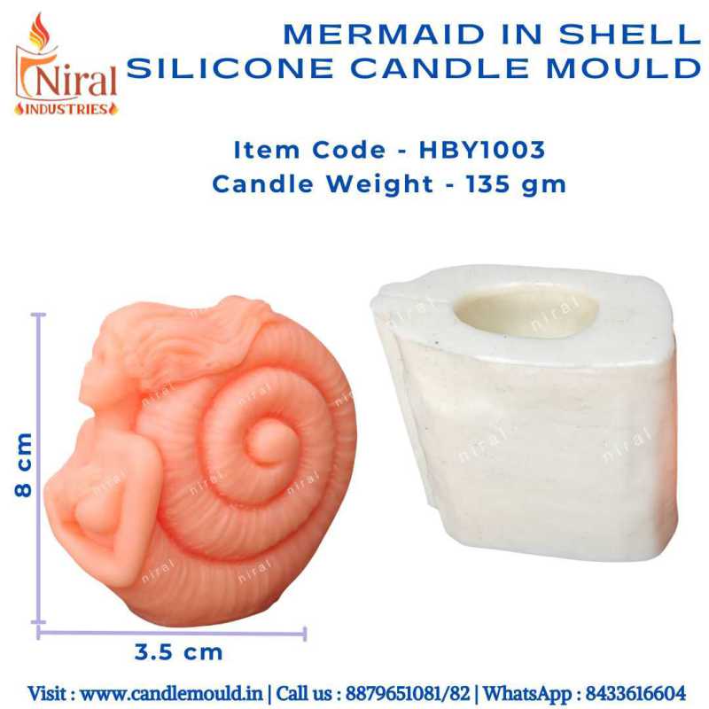 Mermaid in Shell Silicone Candle Mould, HBY1003