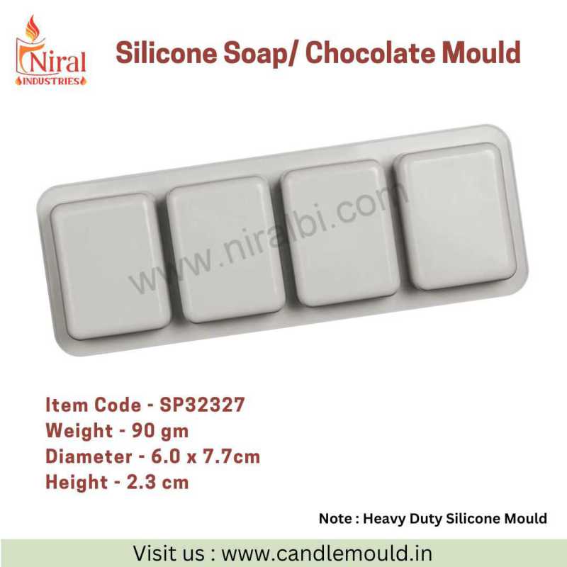 Rectangle Smooth Curve 4 Cavities Soap Mould, Niral Industries.