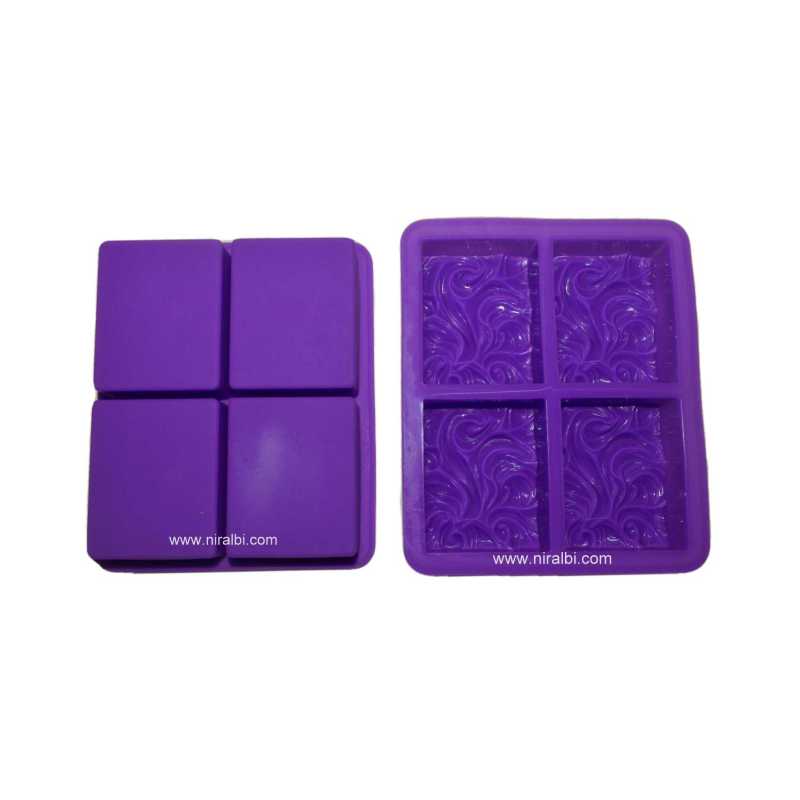 Ocean Wave Silicone 4 Cavity Rectangle Shape Soap, Lotion Bars, Bath Bombs, Chocolate Mould SP32262, Niral Industries