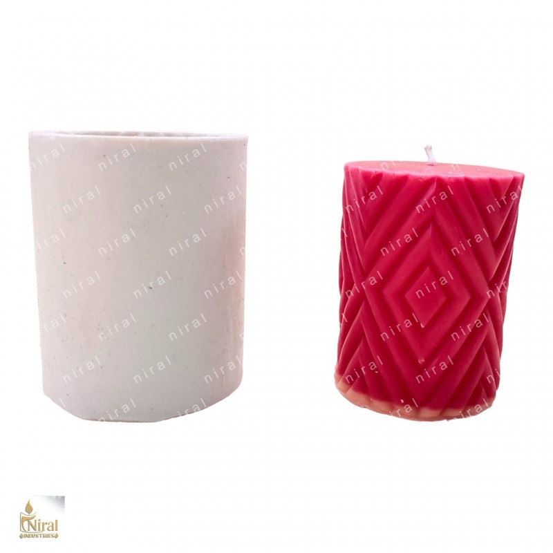 Diamond Embossed Pattern Pillar Silicone Candle Mould HBY759, Niral Industries