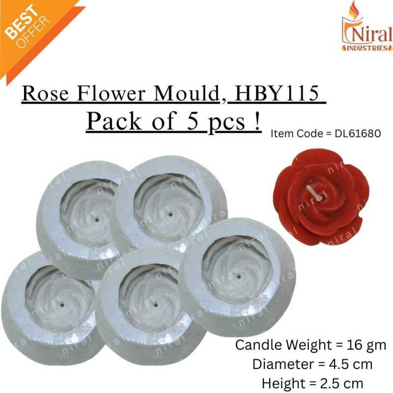 Niral’s Rose Flower Candle Mould, HBY115 - 5 Pcs Combo ₹470 (Just ₹94 Each!)