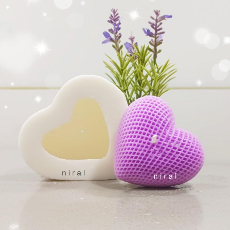 Charming Big Heart Pattern Illuminator Silicone Candle Mould HBY836, Niral Industries