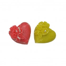 Rose Flower In Heart Shape Silicone Candle Mould HBY552, Niral Industries