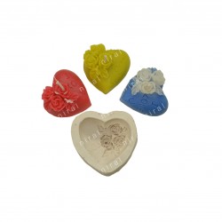 Rose Flower In Heart Shape Silicone Candle Mould HBY552, Niral Industries
