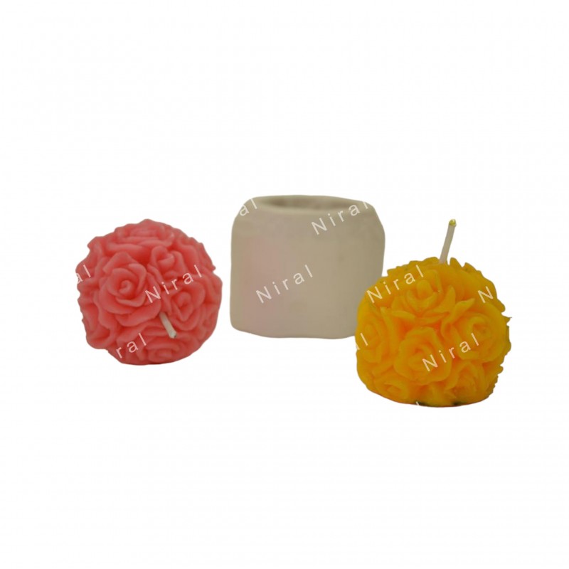 FOGAWA 2 Pieces 3D Rose Candle Molds Round and India