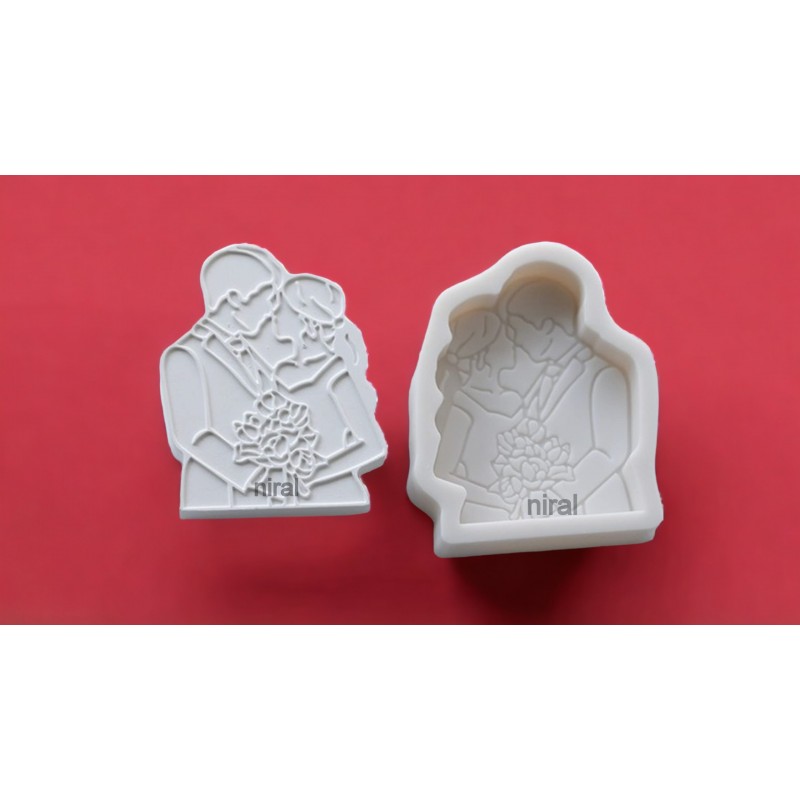 Wedding Couple Flat Love Silicone Candle Mould HBY858, Niral Industries