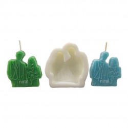 Wedding Couple Flat Silicone Candle Mould HBY859, Niral Industries
